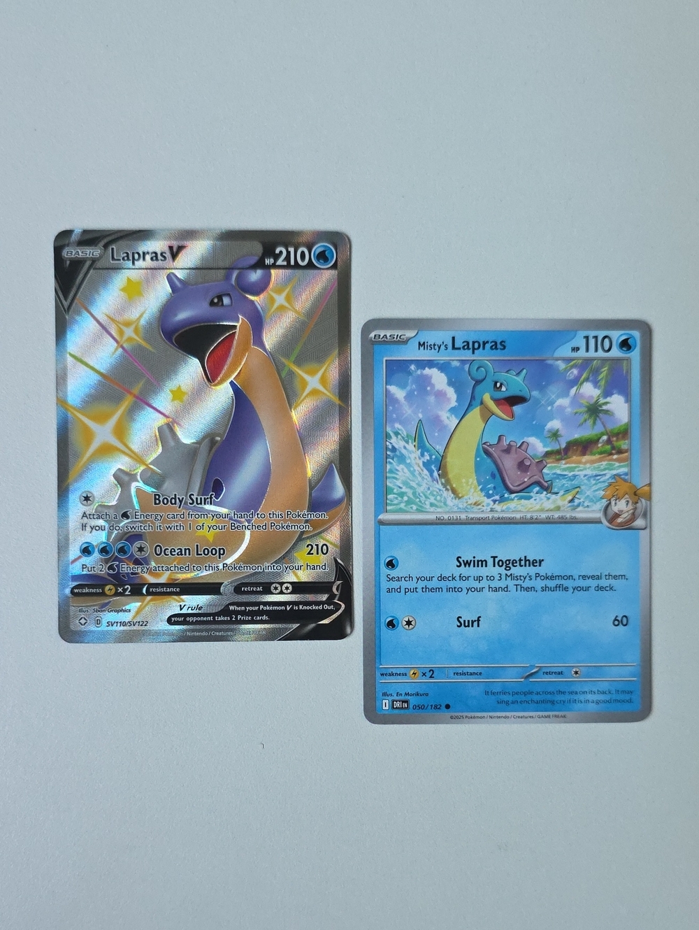 Pokemon Lapras V And Misty's Lapras Card